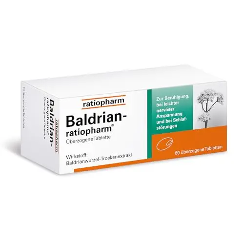 Baldrian-ratiopharm Tabletten zur Beruhigung bei nervöser Anspannung und Schlafstörungen - 60 Stück