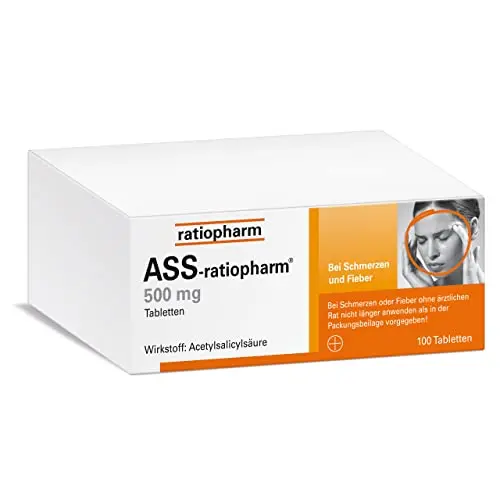 ASS-ratiopharm® 500 mg Tabletten - Klassiker Schmerzmittel, 100 Stück