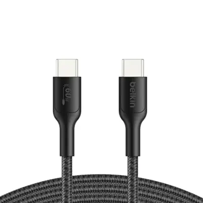 Belkin USB-C auf USB-C Kabel (60 W, 2 m) – Schnelles Laden für Nintendo Switch, iPhone, iPad, MacBook Air, Galaxy S25 Ultra & mehr, schwarz