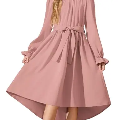 Arshiner Mädchen Kleid mit Laternenärmeln – Chiffon Casual Kleid für Hochzeit, Einschulung und Geburtstag, 10-11 Jahre