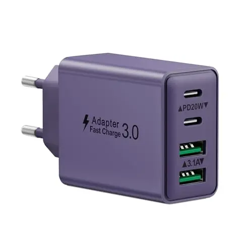 USB C Ladegerät 40W 4 Ports Schnellladegerät für iPhone, iPad und Samsung Handys