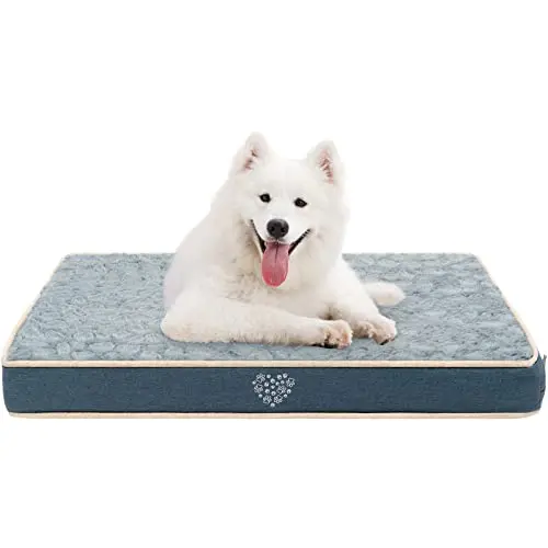 VANKEAN Hundebett wasserdicht, wendbar (Kühl & Warm), abnehmbarer Bezug, ergonomisches Design, geeignet für kleine bis große Hunde, Marineblau/Grau