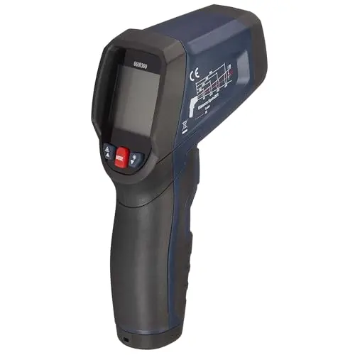 Amazon Basics Infrarot-Thermometer mit Kreislaser, robust, Typ-K-Sonde, einstellbarer Emissionsgrad, Schwarz