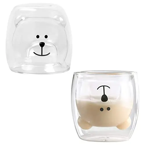 Xzeemo 250ML Lustige Doppelwandige Kaffeetasse - Kreative Bärentasse für Tee und Espresso, ideales Geschenk für das Büro