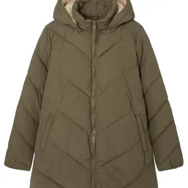 SPRINGFIELD Damen 3/4 Mantel mit abnehmbarer Kapuze, Wasserabweisend, Grau/Khaki, Größe 2