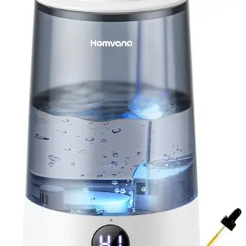 Homvana Top-Fill Luftbefeuchter für Schlafzimmer und Pflanzen (3.6L, 34h, leise, Grau)