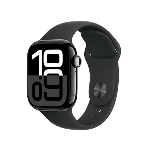 Apple Watch Series 10 GPS 42 mm - Smartwatch in Diamantschwarz mit schwarzem Sportarmband