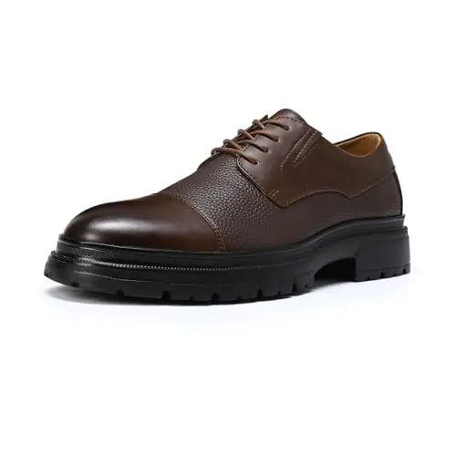 Allthemen Herren Anzugschuhe Sneaker aus Leder, Schnürschuhe, Oxford, Business, Casual, Freizeit, Kaffee 43