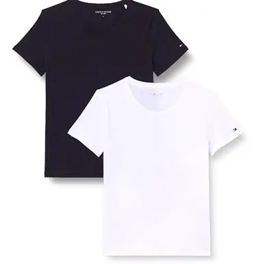Tommy Hilfiger Damen 2er Pack Kurzarm T-Shirts, Mehrfarbig (White/Black), Größe XS