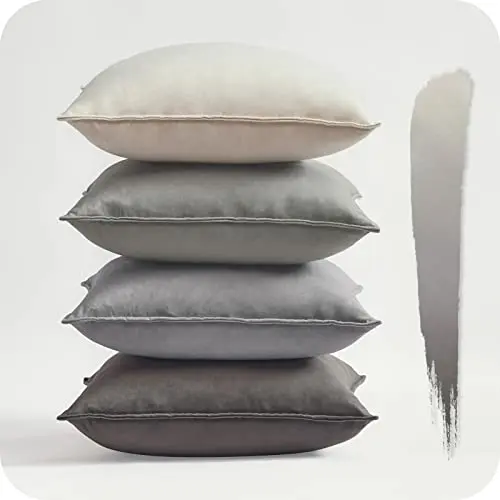 Topfinel Kissenbezüge 40x40 cm grau 4er Set - Flauschige Kissenhüllen für Sofa und Wohnzimmer