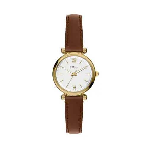 Fossil Carlie Damenuhr mit goldfarbenem Quarzwerk und Edelstahlarmband