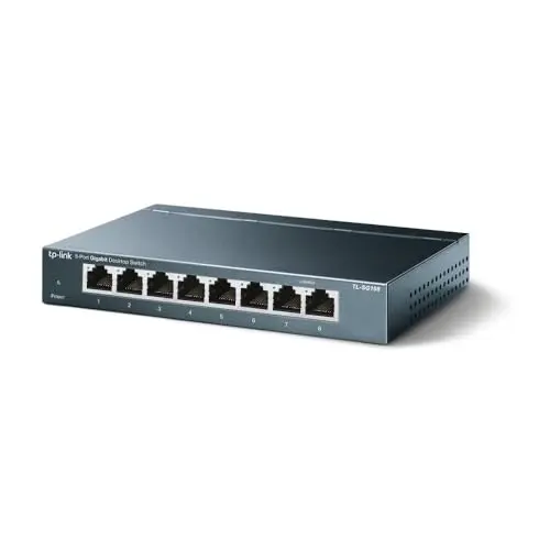 TP-Link TL-SG108 8-Port Gigabit Netzwerk Switch - Unmanaged, Plug-and-Play, Lüfterlos, Metallgehäuse