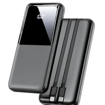 Power Bank 26800mAh, Tragbares Ladegerät mit 3 Anschlüssen, USB C Schnellladung, Kompatibel mit iPhone und Samsung Galaxy, Schwarz