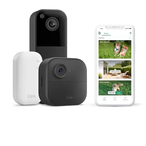 Blink Outdoor Kamera + Blink Videotürklingel (Schwarz) | Kabellose HD-Sicherheitskamera mit 2 Jahren Batterielaufzeit | 1-Kamera-System
