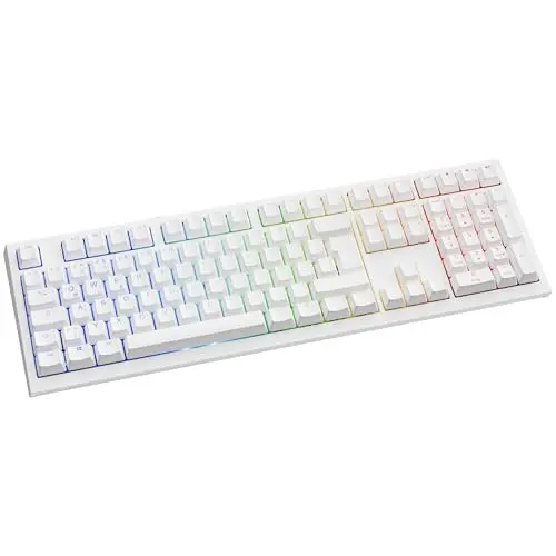 Ducky One X Wireless Gaming Tastatur Weiß – Full-Size, RGB, Tri-Mode-Konnektivität, ISO deutsch