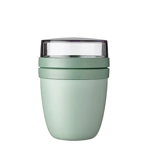 Mepal Müslibecher to go - Praktischer Joghurtbecher mit Unterteilung für Joghurt & Müsli - 500 ml + 200 ml - Nordic Sage