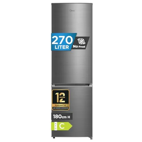 Midea Kühl-Gefrierkombination 270L - Leiser Kühlschrank mit NoFrost und Super-Kühlfunktion, 180 cm hoch