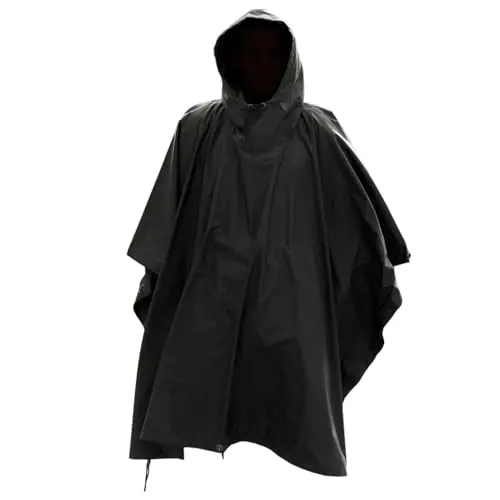 Mil-Tec Regenponcho unisex, wasserdicht, lang, aus reißfestem Ripstop – ideal für Outdoor, schwarz