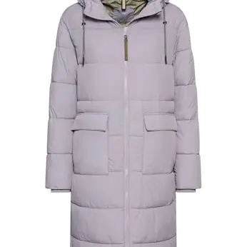 Camel Active Damen Steppmantel mit verstellbarem Saum und Kapuze, Lila