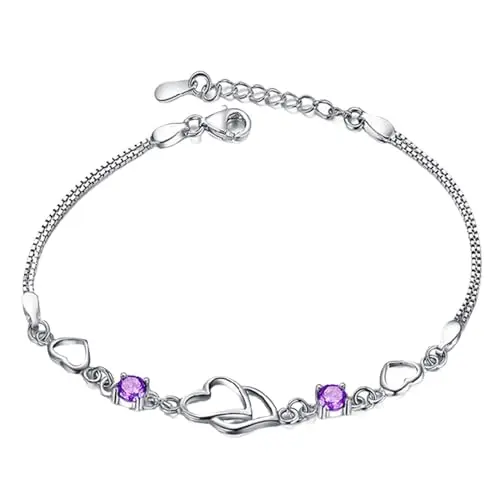 Elegantes 925 Sterling Silber Armband für Hochzeit und Jubiläum (Lila)