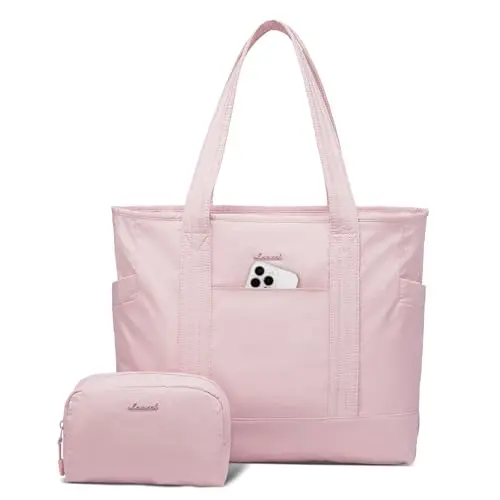 LOVEVOOK Damen Shopper Tasche mit 17,3" Laptop, elegante Handtasche für Büro, Arbeit, Reisen, Sport & Alltag, rosa