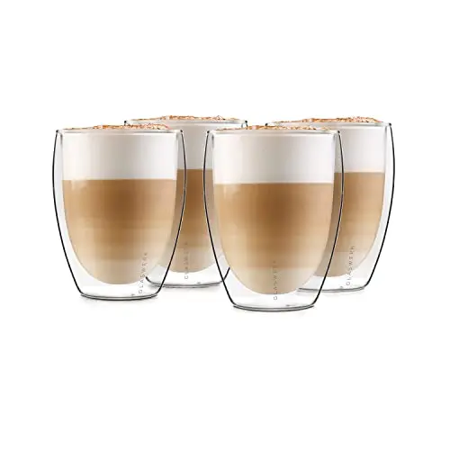 GLASWERK Doppelwandige Latte Macchiato Gläser (4 x 330 ml) - Spülmaschinenfeste Kaffeetasse