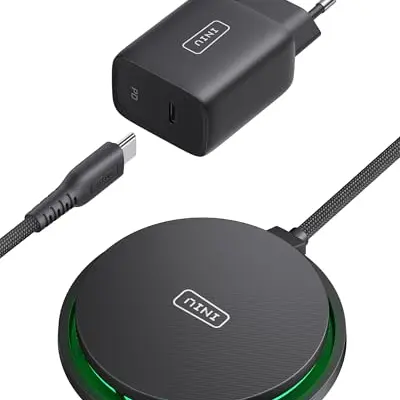 INIU 15W Qi2 Induktive Ladegerät für iPhone 16, 15, 14, 13, 12 Pro Max/Plus mit USB-C Kabel und Netzadapter