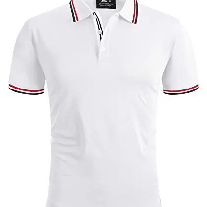 Geeksport Herren Poloshirt Kurzarm Slim Fit Sport T-Shirt Sommer Outdoor Weiß