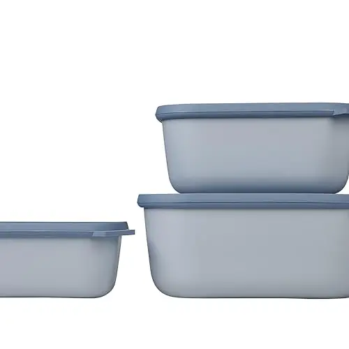 Mepal Cirqula 3-teiliges Frischhaltedosen Set - Mikrowellen- und Gefrierdosen - Nordic Blue