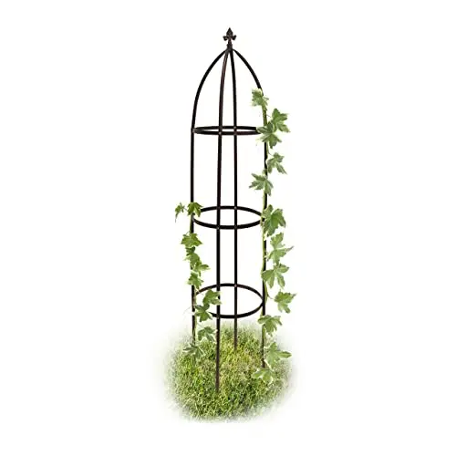 Relaxdays Obelisk Rankhilfe 190 cm für Kletterpflanzen und Rosen, witterungsbeständig, braun