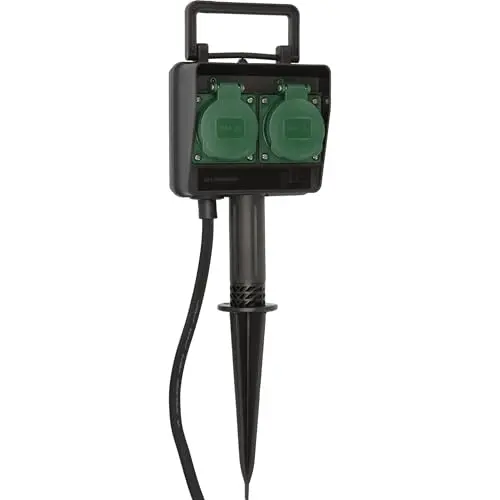 Brennenstuhl Garten-Steckdose 2-fach mit Erdspieß, wetterfest, 1,4m Kabel, schwarz