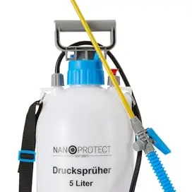 Nanoprotect Drucksprüher 5 L | Universelle Sprühflasche für verschiedene Flüssigkeiten | Inkl. Schlauch, Tragegurt und verstellbarer Düse