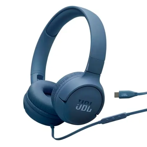 JBL Tune 520C On-Ear-Kopfhörer mit Mikrofon, Pure Bass, faltbares Design, Blau
