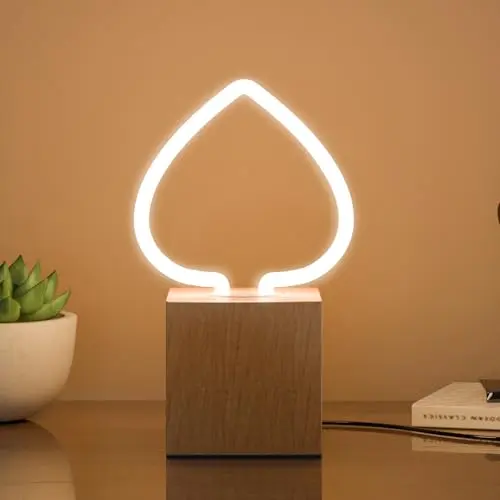 Kleine Vintage Nachttischlampe mit Holzsockel für Schlafzimmer, Wohnzimmer und Büro