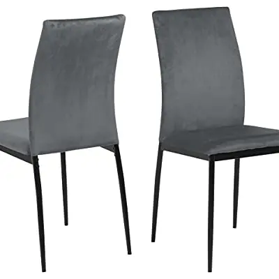 AC Design Furniture Devin Esszimmerstühle 4er Set, Dunkelgrau/Schwarz