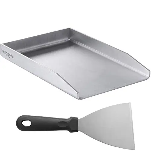 Smartpeas Edelstahl Grillplatte 20 x 30 cm für Kohle- und Gasgrills mit Grillspachtel