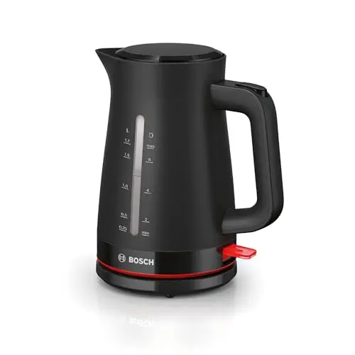 Bosch MyMoment kabelloser Wasserkocher, 1,7 L, 2400 W, Schwarz matt, mit Abschaltautomatik und Kalkfilter
