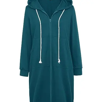 GRACE KARIN Damen Hoodie Langmantel mit Kapuze - Dunkelblaugrün