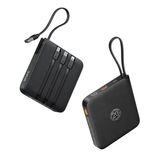 VRURC 20000mAh Powerbank mit Schnellladung, tragbares USB-C Ladegerät, für iPhone, Huawei & Smartphones, schwarz