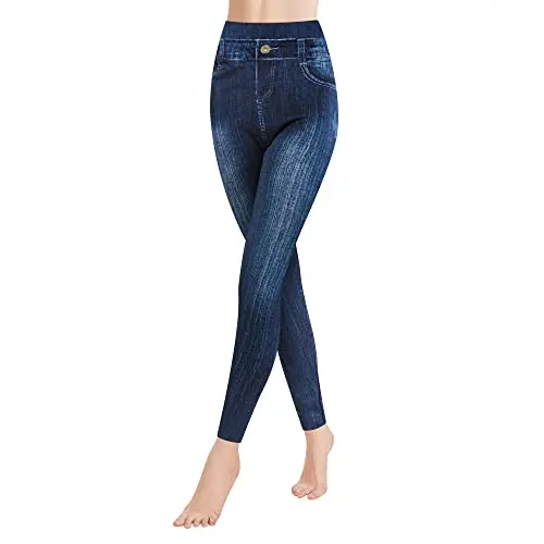 Libella Damen Leggings in Jeansoptik - Hohe Taille, Dehnbar und Formend, Streetwear Hosen S/M