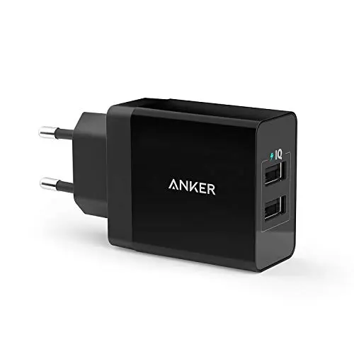 Anker 24W 2-Port USB Ladegerät mit PowerIQ für iPhone, iPad, Galaxy und mehr (Schwarz)