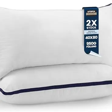 Utopia Bedding Kopfkissen 2er Set, 40 x 80 cm, Weiche und Atmungsaktive Bettkissen (Marineblau)
