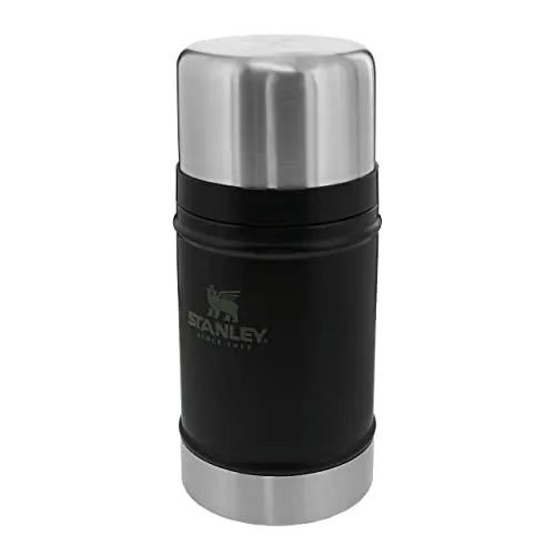 STANLEY 1913 Classic Thermobehälter 709 ml, bis 15h heiß/kalt, BPA-frei, spülmaschinenfest, Edelstahl, matte schwarze Farbe