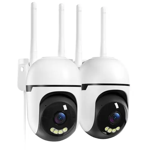 Suloron 2K Außenüberwachungskamera 2er-Pack, WLAN, 360°, Nachtsicht, Zwei-Wege-Audio, Bewegungsmelder, IP66