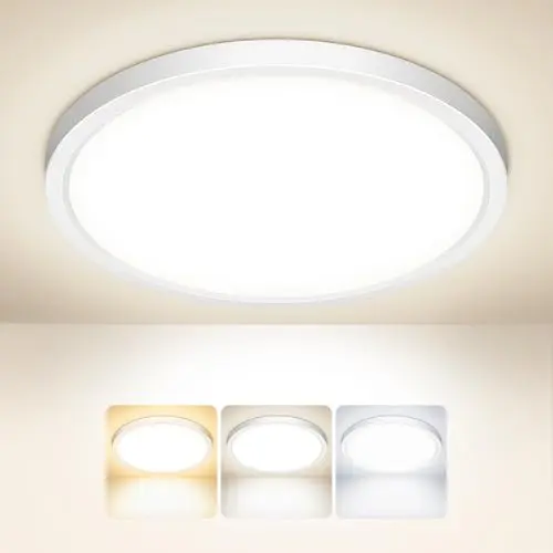 Tyreses LED Deckenlampe rund, 1500LM, ultradünn, 3000K/4000K/6500K, modern, IP44, für Wohnzimmer, Bad, Schlafzimmer, Küche, Ø18cm