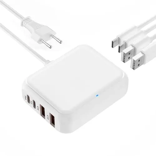 VPSUN 40W USB C Ladegerät 8 Port Schnellladehub für iPhone und Samsung