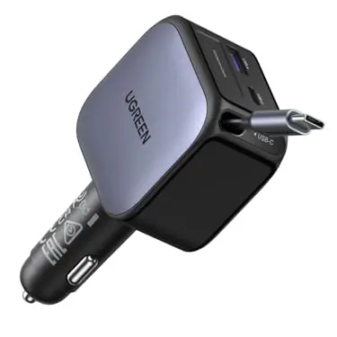 UGREEN Nexode 60W 3-Port Auto Ladegerät mit USB-C Kabel für iPhone 16/15, Galaxy S25/24 und mehr