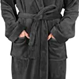 NY Threads Männer Morgenmantel mit Kapuze - Kuschelig weich, Loungewear (Dunkelgrau, Groß)