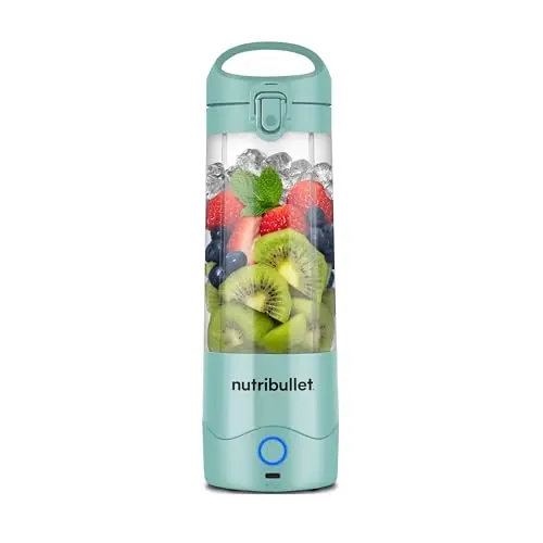 Nutribullet Portable Smoothie Maker, 475 ml, kabellos, wiederaufladbar, für Mix & Go, zerkleinert Eis & Obst, Hellblau