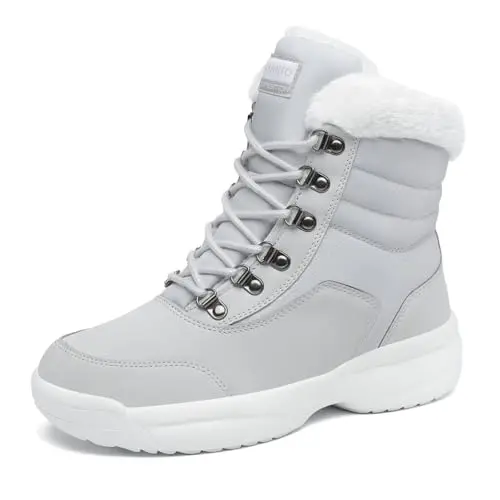 DANNTO Winterstiefel Damen Gefütterte Winterschuhe für Frauen (hellgrau, 42)